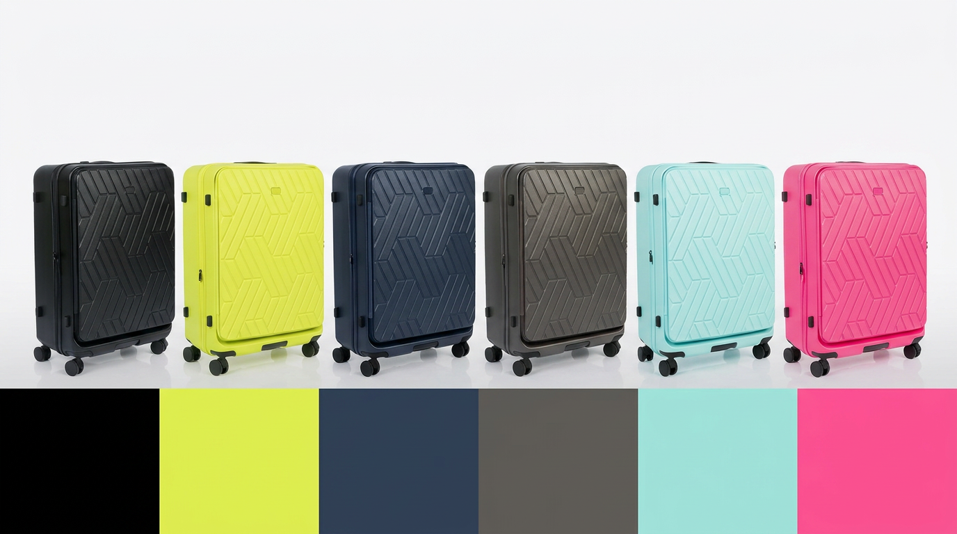 Colorful suitcases in a row.